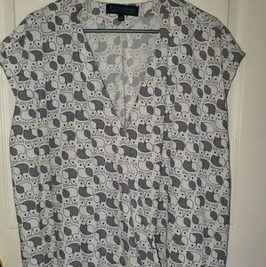 Eloquii Black White Owl Top